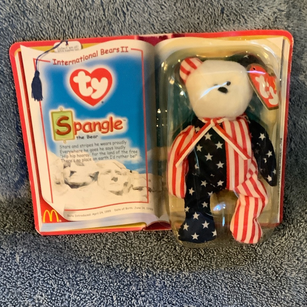 McDonald’s Ty Teenie Beanie Baby Spangle Bear with Stars and Stripes